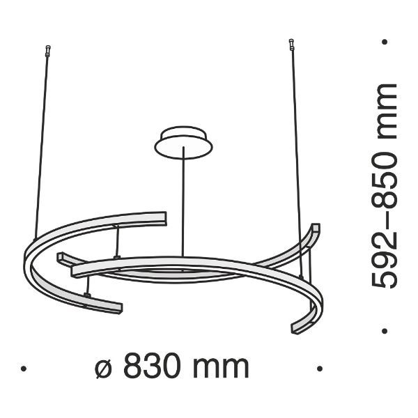 Żyrandol Ring  - 3 czarne półokręgi, 4000K - 2