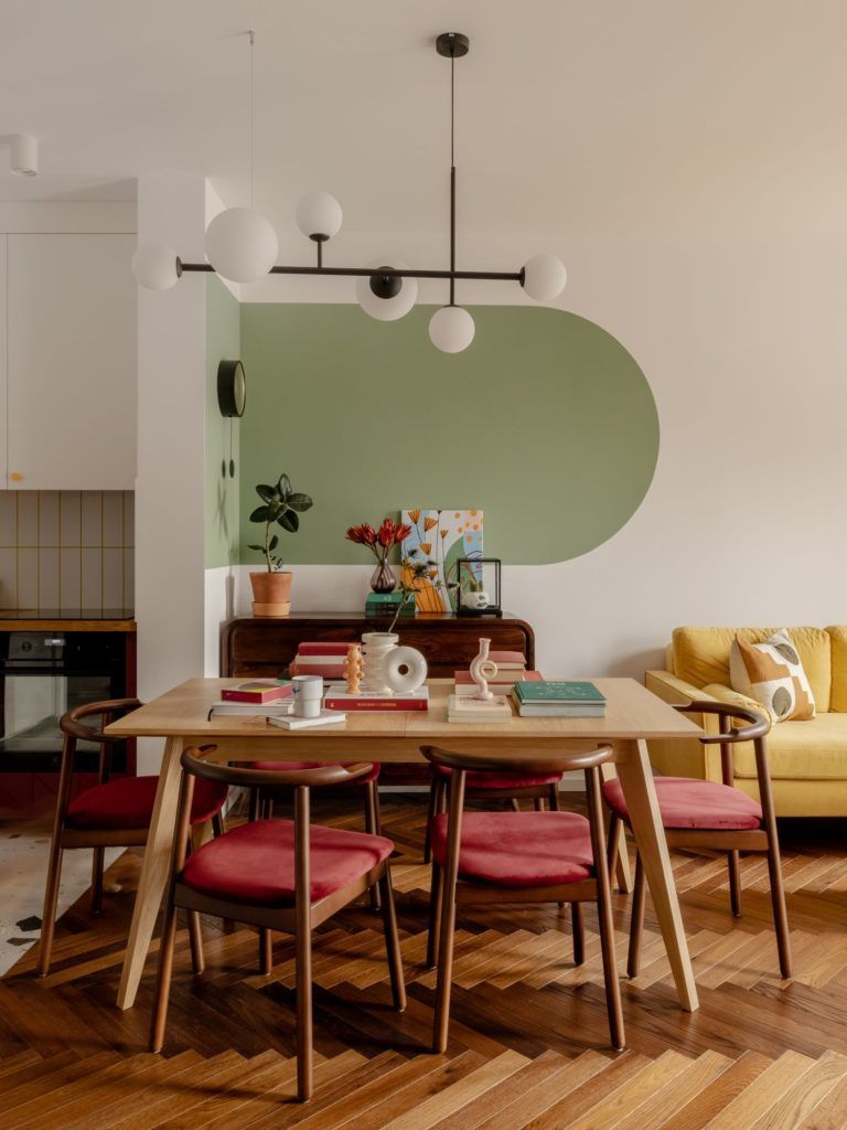 salon z kuchnią w stylu vintage
