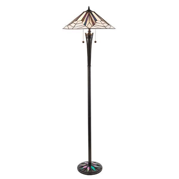 Elegancka lampa dekoracyjna z witrażowym kloszem