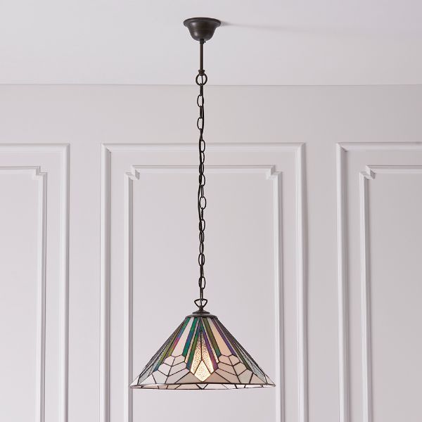 Lampa wisząca z kolorowym szklanym kloszem