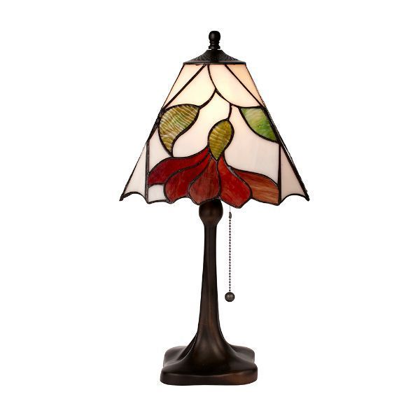 Stołowa lampa w dekoracyjnym witrażowym kloszem