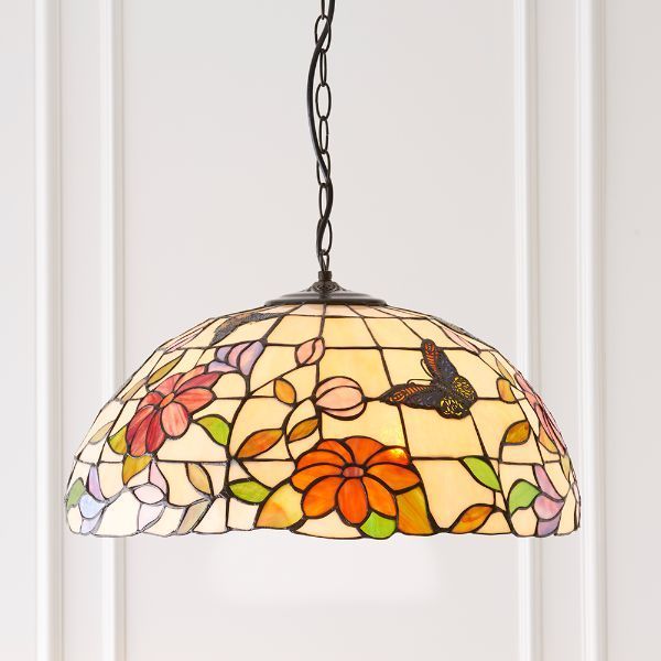 Lampa ze szklanym witrażowym kloszem do eleganckiego wnętrza
