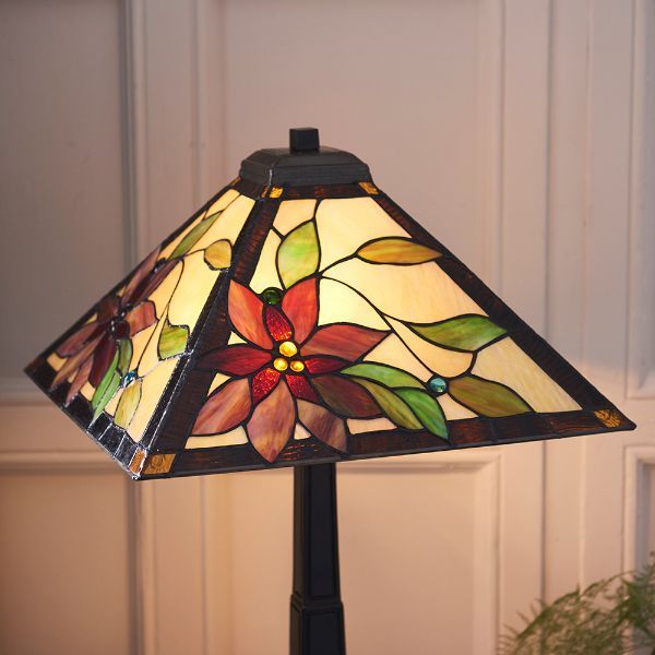 Stylowa lampa stołowa z malowanym kloszem
