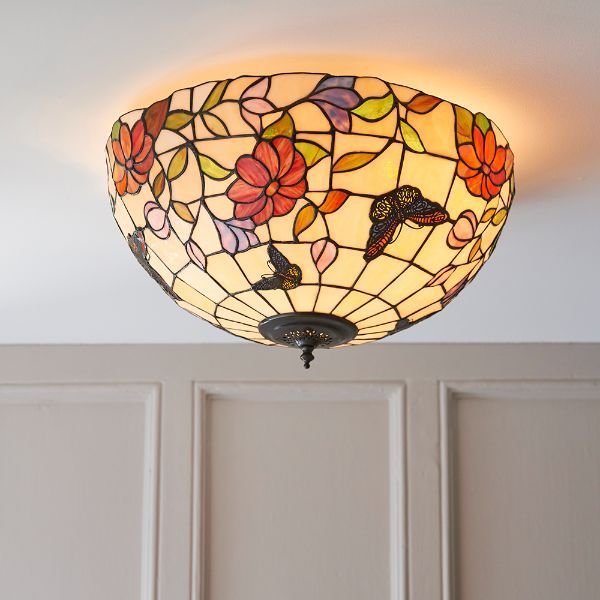 Lampa sufitowa z motywem kolorowych kwiatów i motyli