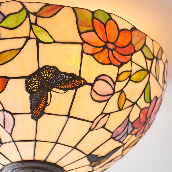 Dekoracyjna lampa sufitowa z motywem kwiatów i motyli