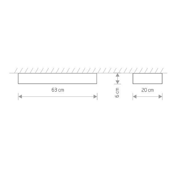 Podłużny plafon Soft Led - 63x20cm, biały - 1