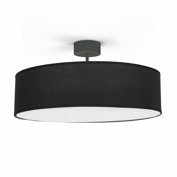 Lampa sufitowa z okrągłym czarnym abażurem