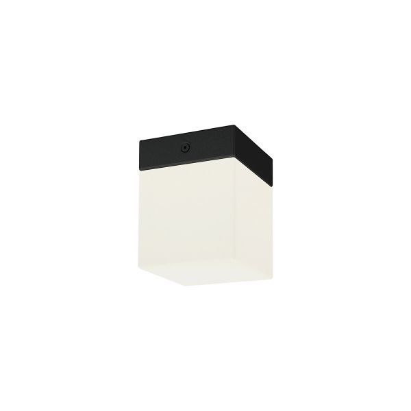 Lampa sufitowa z czarną podstawą i kwadratowym kloszem