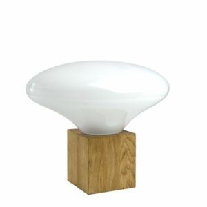 Lampa stołowa Cocoon - biały klosz, drewniana