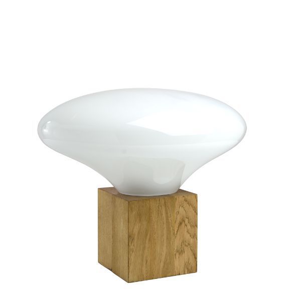 Lampa stołowa z drewnianą podstawą