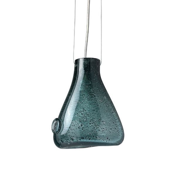 Dekoracyjna lampa ze szklanym kloszem w kolorze turkusowym