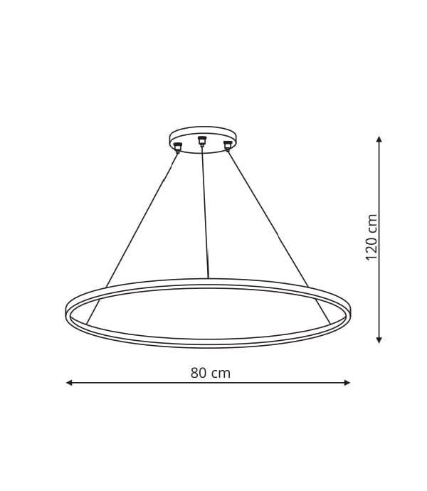 Duża lampa wisząca Ring L - 80cm, 3000K, czarna - 1