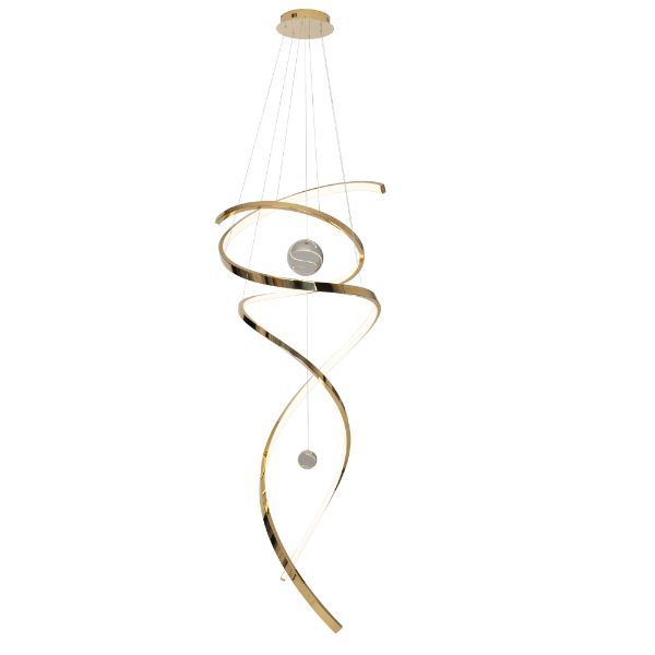 Elegancka złota lampa w kształcie serpentyn