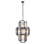 Lampa wisząca z czarnej oprawie szklana
