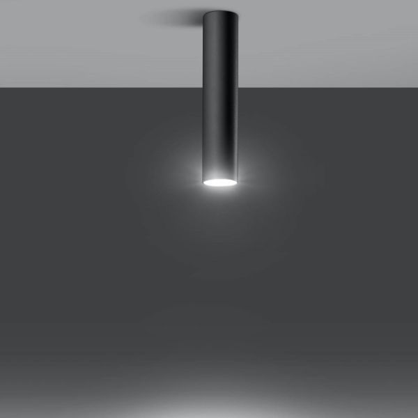 Lampa czarna tuba sufitowa