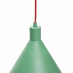 Lampa wisząca z zielonym stożkowym kloszem