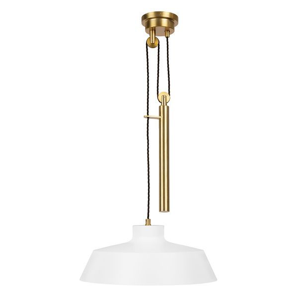Elegancka lampa wisząca Candor - biała, złote detale