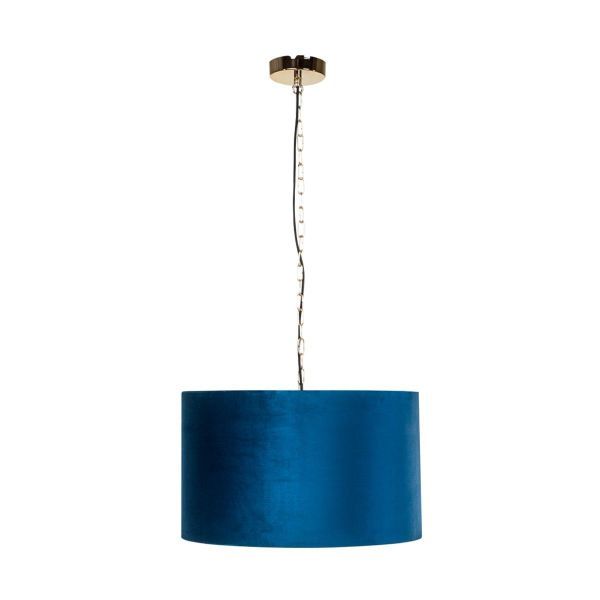 Lampa wisząca z abażurem w kolorze niebieskim