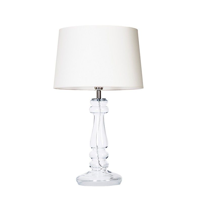 bezbarwna lampa stołowa do sypialni, z abażurem