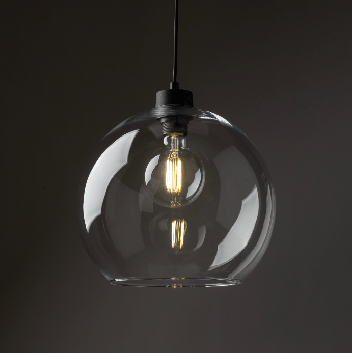 Bezbarwna szklana lampa wisząca Cubus - kula
