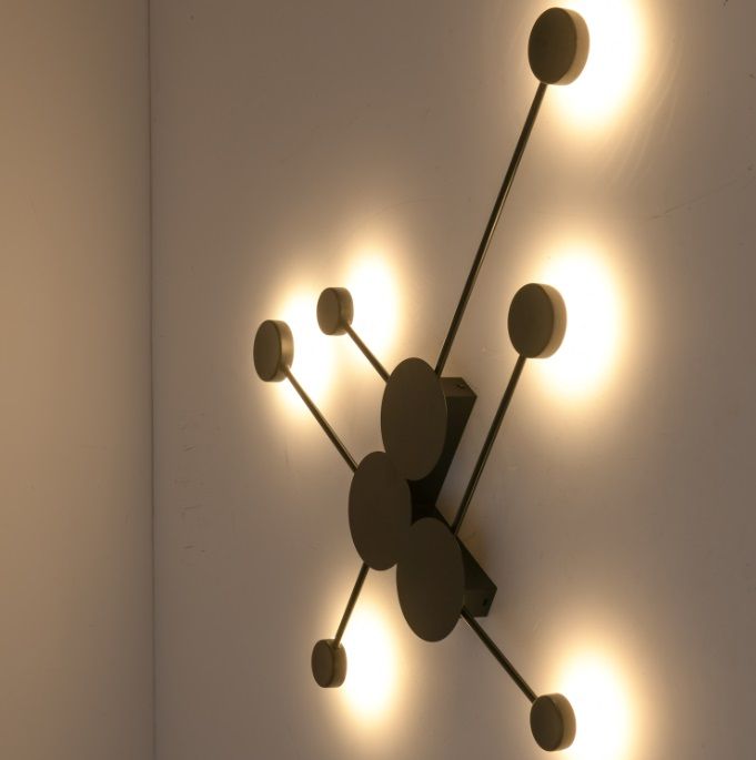 Czarna dekoracyjna lampa ścienna Clex - 6 LED