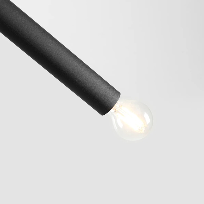 Czarna lampa Tubo 4 - poziome rurki z żarówkami