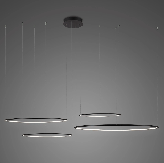 Czarna lampa wisząca Okręgi LED No.4 CO4 - Φ100 cm, 3000K