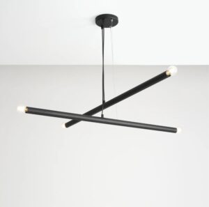 Czarna lampa wisząca Tubo 4 - poziome rurki z żarówkami
