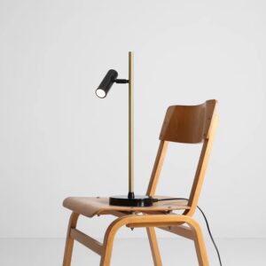 Lampa biurkowa czarno-złota Trevo - mosiądz