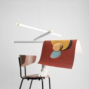 Minimalistyczna lampa wisząca Tubo 6 - białe poziome tuby