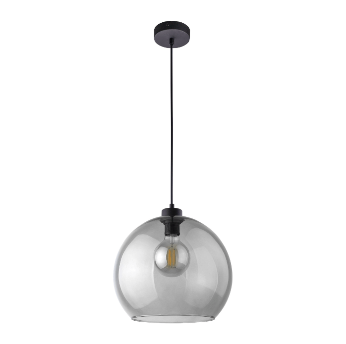 Szara lampa wisząca Cubus - szklana kula