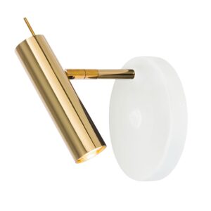 Biały kinkiet Amos - złoty klosz