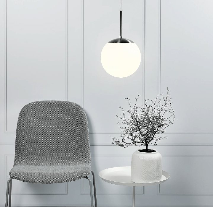 Lampa wisząca do salonu - Cafe 15 - biała kula