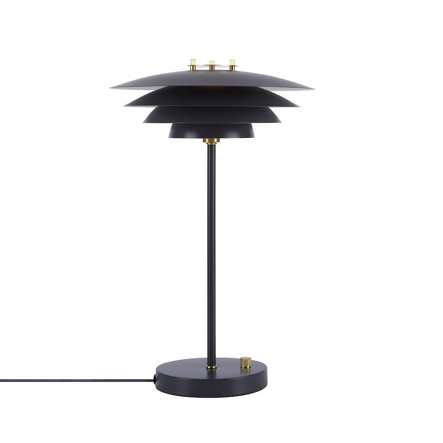 Lampa stołowa w kolorze szarym w pokoju dziennym
