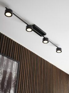 Czarna lampa sufitowa ze ściemniaczem Clyde - 4 spoty LED