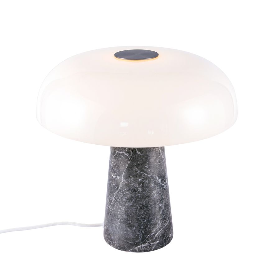 Oryginalna lampa stołowa z mlecznym kloszem