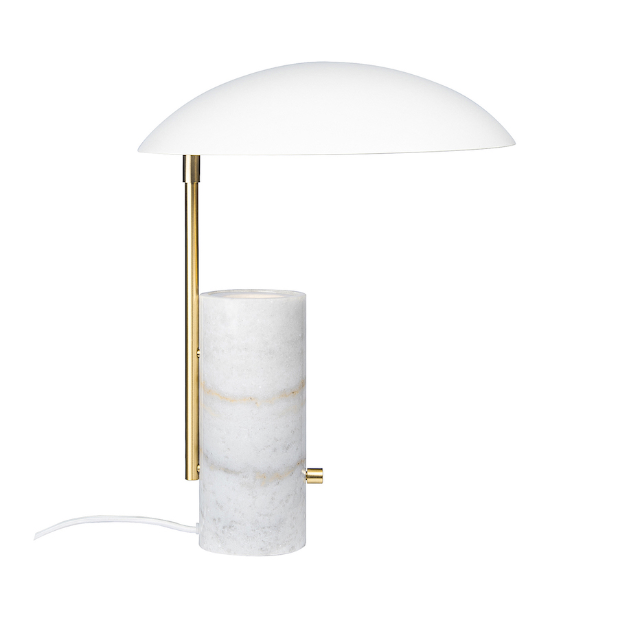 Lampa nowoczesna z podstawą białą i kloszem