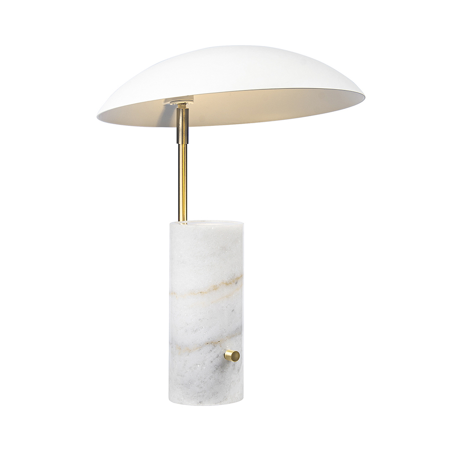Lampa stołowa z kloszem odkrytym białym