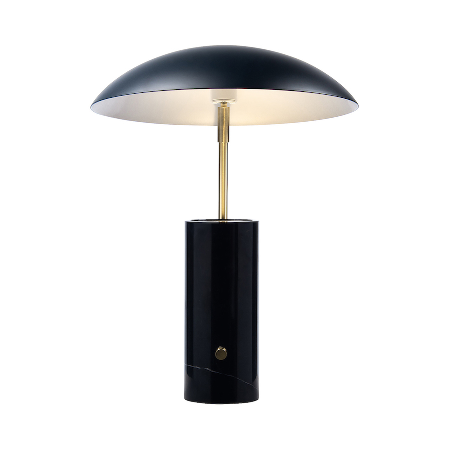 Lampa stołowa marmurowa z kloszem czarnym nowoczesna