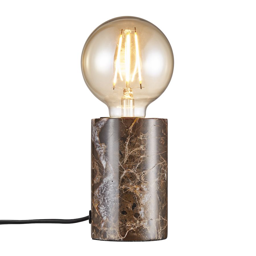 Lampa z marmurową podstawą i żarówką dekoracyjną