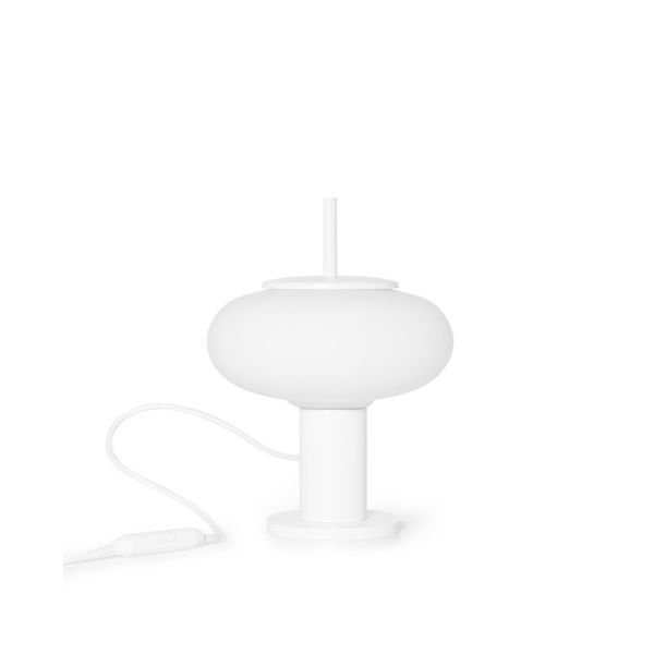 Nowoczesna biała lampa stołowa