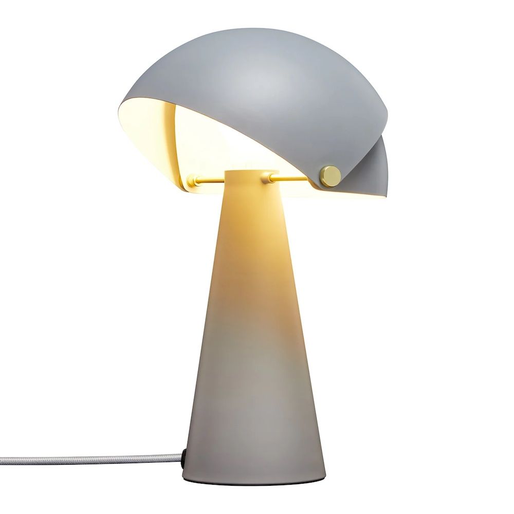 Lampa stołowa z nowoczesnym kloszem, szara