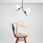 Czarna lampa sufitowa Gallia 2 - mleczne klosze
