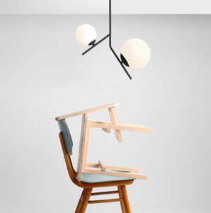 Czarna lampa sufitowa Gallia 2 - mleczne klosze