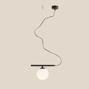 Lampa wisząca czarna Beryl - 1 biała kula