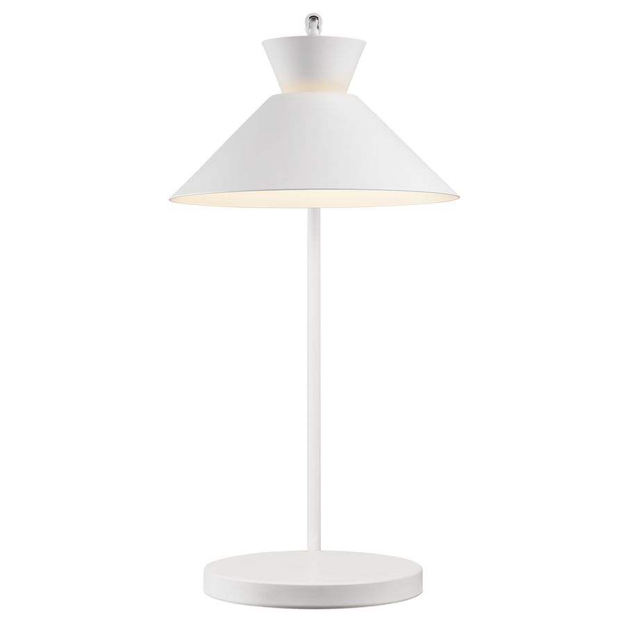 Lampa stołowa biała z otwartym kloszem