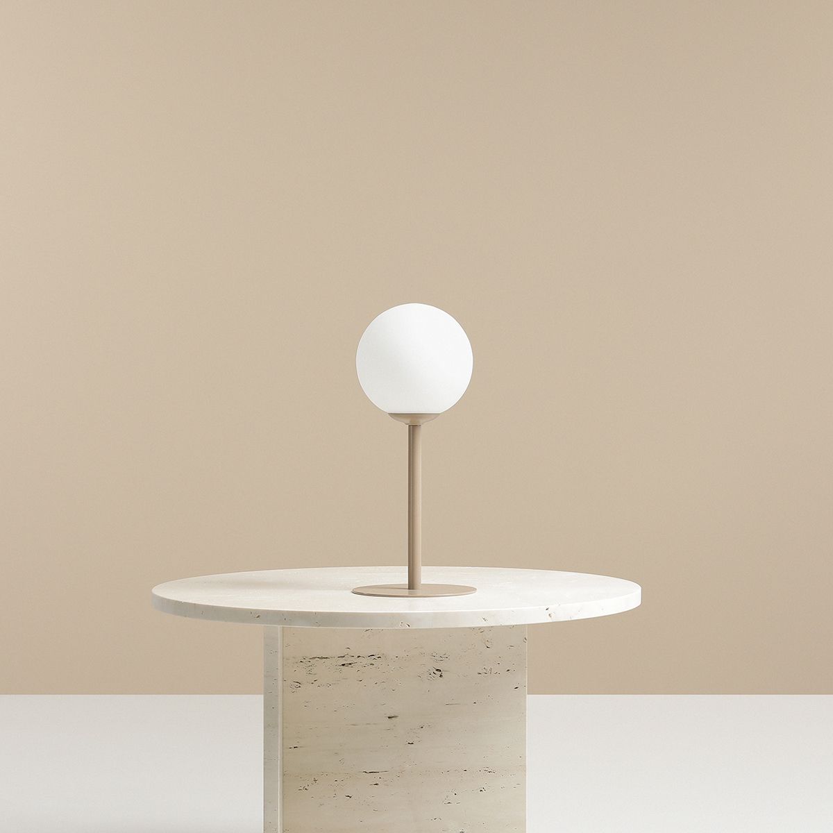 Beżowa lampa stołowa Pinne - mleczny klosz, limitowana kolekcja Artera Colours - 1