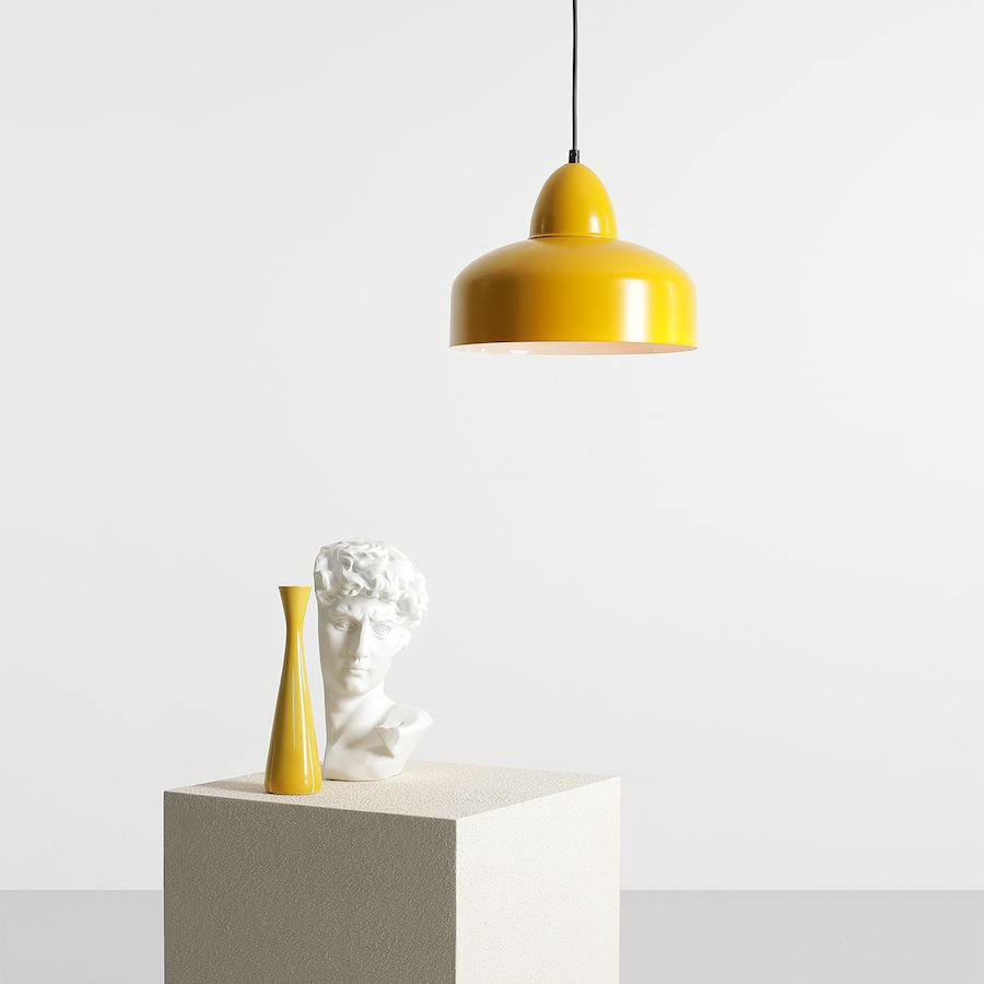 Lampa wisząca z kloszem żółtym, nowoczesna