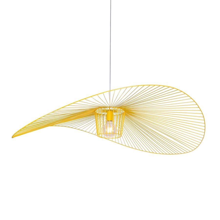 Designerska lampa wisząca Kapelusz - żółty klosz