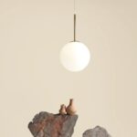 Złota lampa wisząca szklana kula - Bosso 30 Aldex